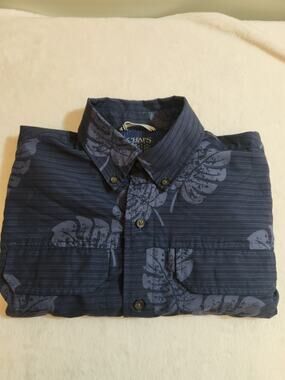 Chaps Floral Shirt Mens Small Blue Short Sleeve Hawaiian Beach Vacation